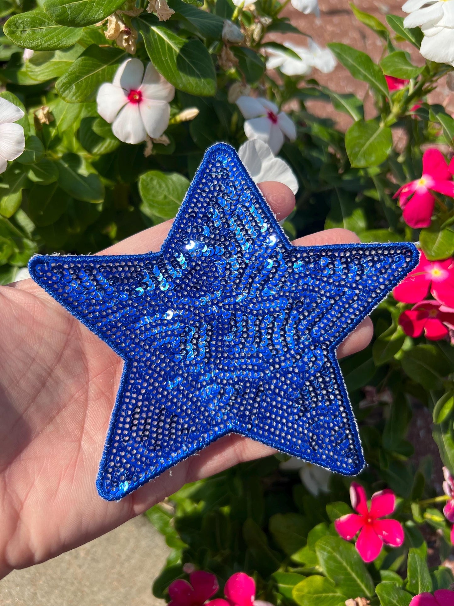 Royal Blue Sequin Star Iron-On Patch/ Large 5"/ Patch / Iron On Patch / Sequin Patch/ Hat Patch/ Clothes Patch