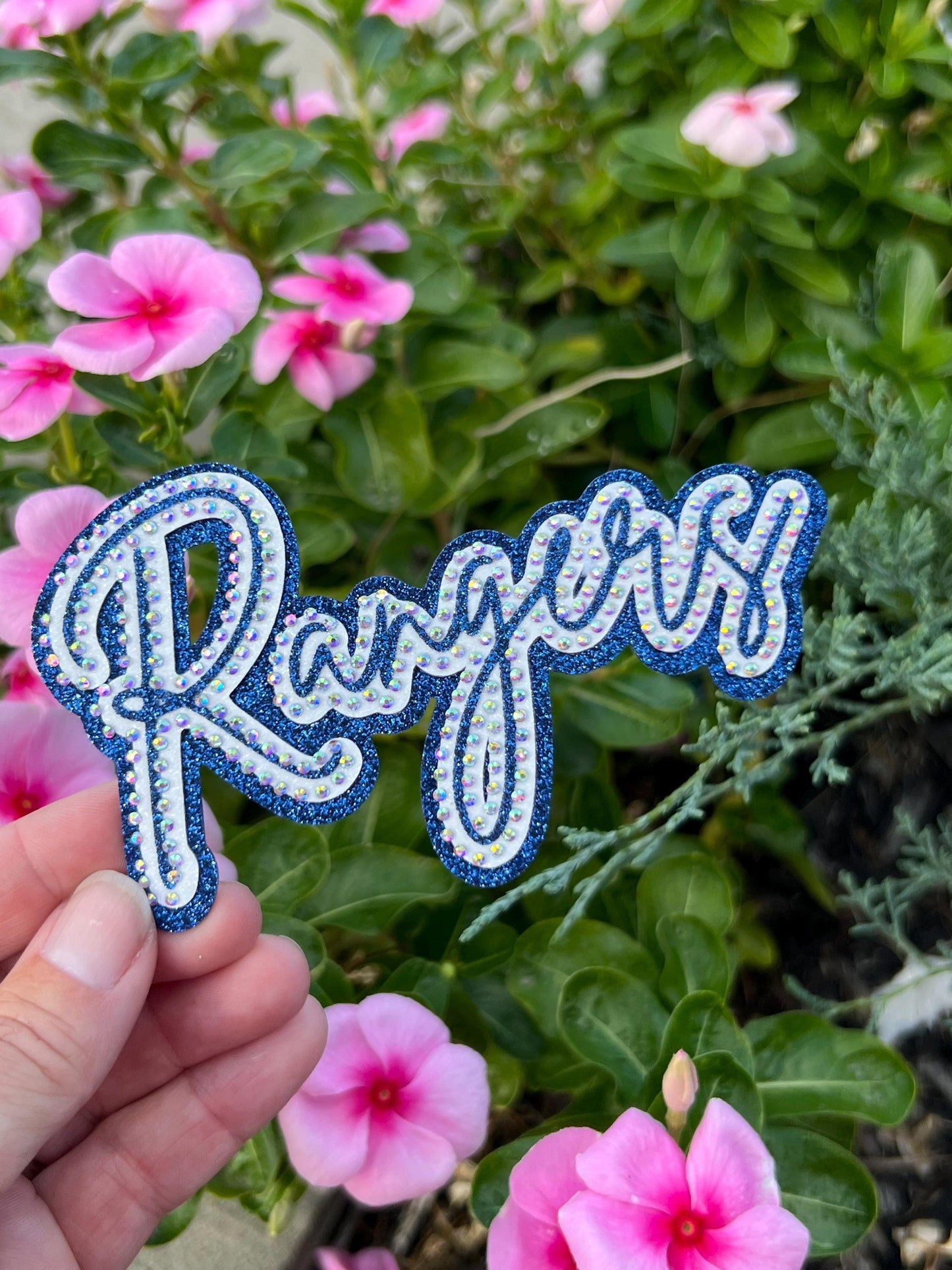 Rangers *3D Glitter Mascot Rhinestone Hat Patch* Iron-On adhesive